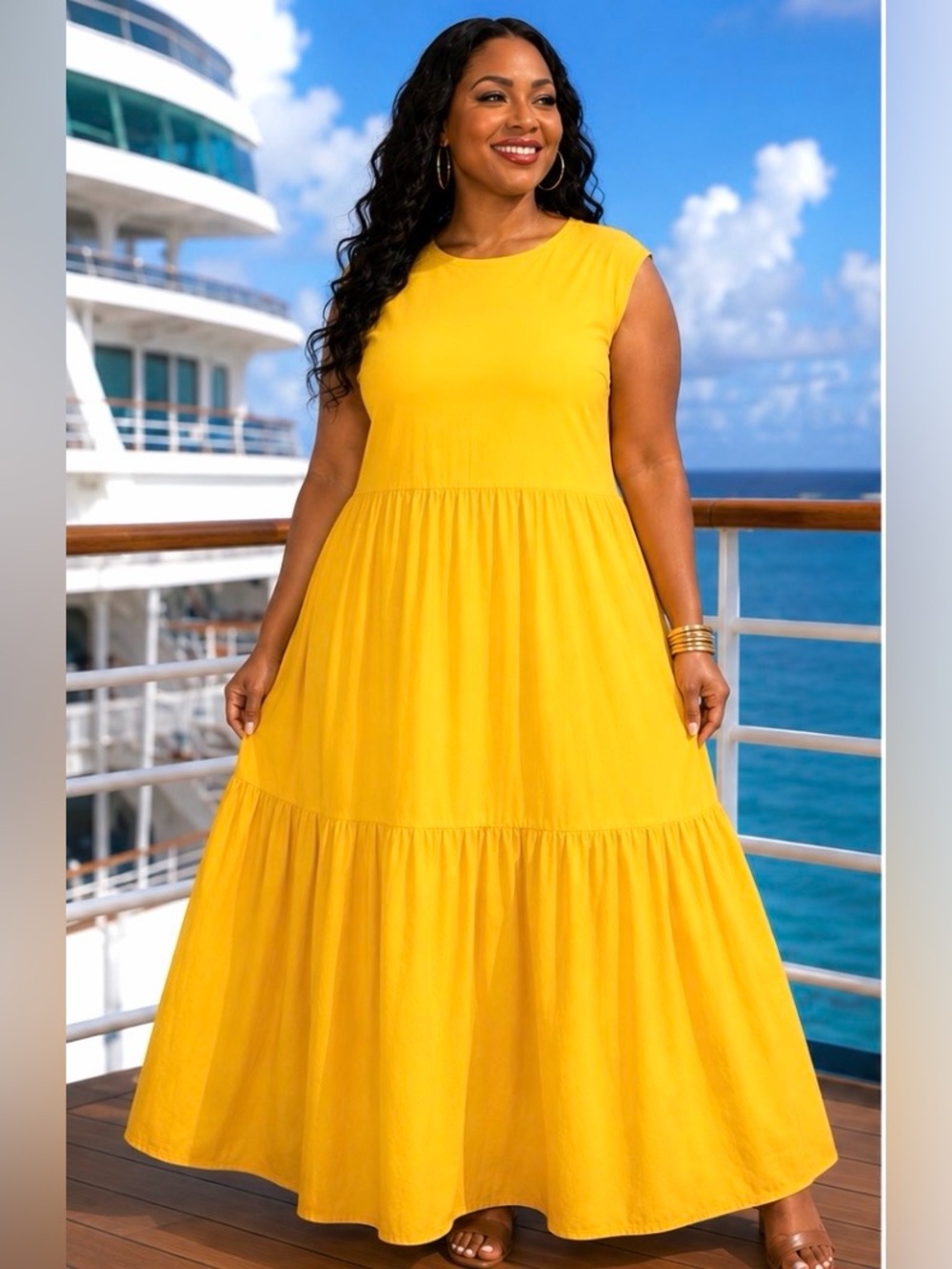 Sleeveless Yellow Maxi Dress - Classic Summer Tiered Style